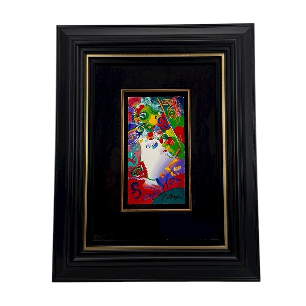 Framed Authentic Peter Max limited-edition serigraph “Blushing Beauty.” 53/495